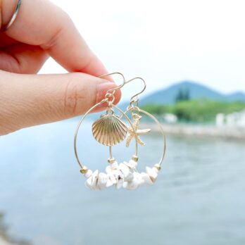 海星貝殼耳環/耳夾