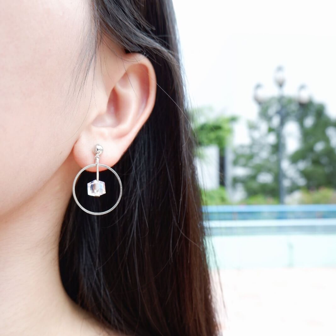 两款-透明水晶耳環/耳夾
