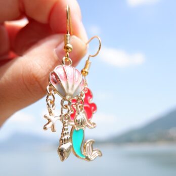 兩色-美人魚貝殼耳環/耳夾