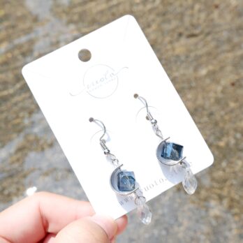 海藍透明水滴耳環/耳夾