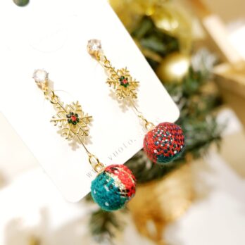 彩色雪花聖誕樹耳環/耳夾