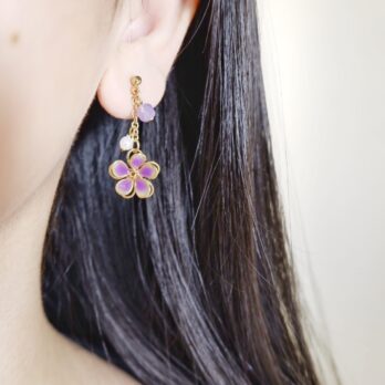 兩色-S925雙層桃花水晶耳環