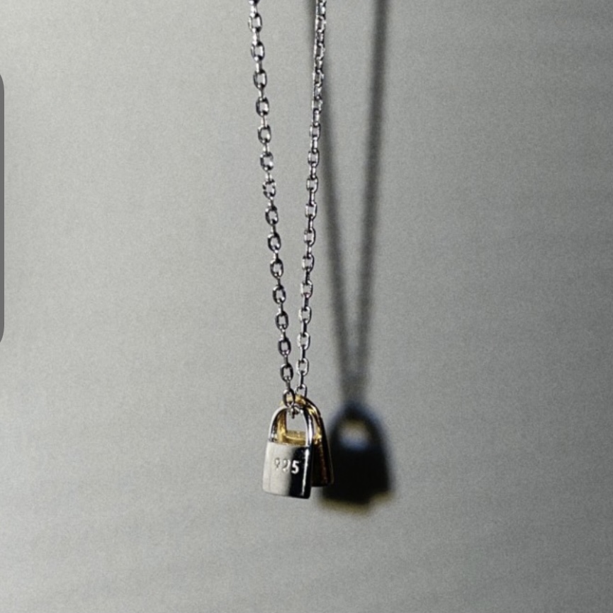 S925 Simple Lock and Key Necklace(Mixed Color)
