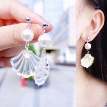 幻彩珍珠貝殼耳環/耳夾