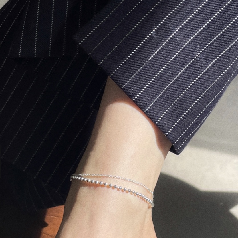 S925-Double Layer Link Ball Anklet II