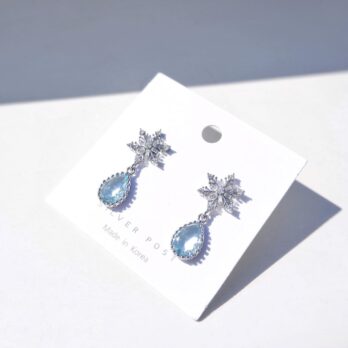 Preorder-S925-Frozen blue 雪花耳環/耳夾