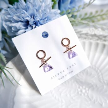 S925 兩色-幾何紫水晶耳環